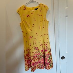 Floral dress, pink and yellow, size 10